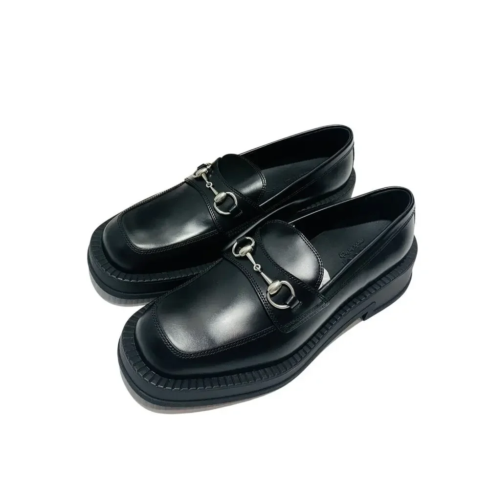 NIB Gucci Horsebit Chunky Loafers 11.5 US 12 Lug Sole Black Leather Shoes $990